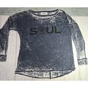 SoulCycle Long Sleeve Tshirt Burnout Gray XS Oversized Denim Gray Lightweight